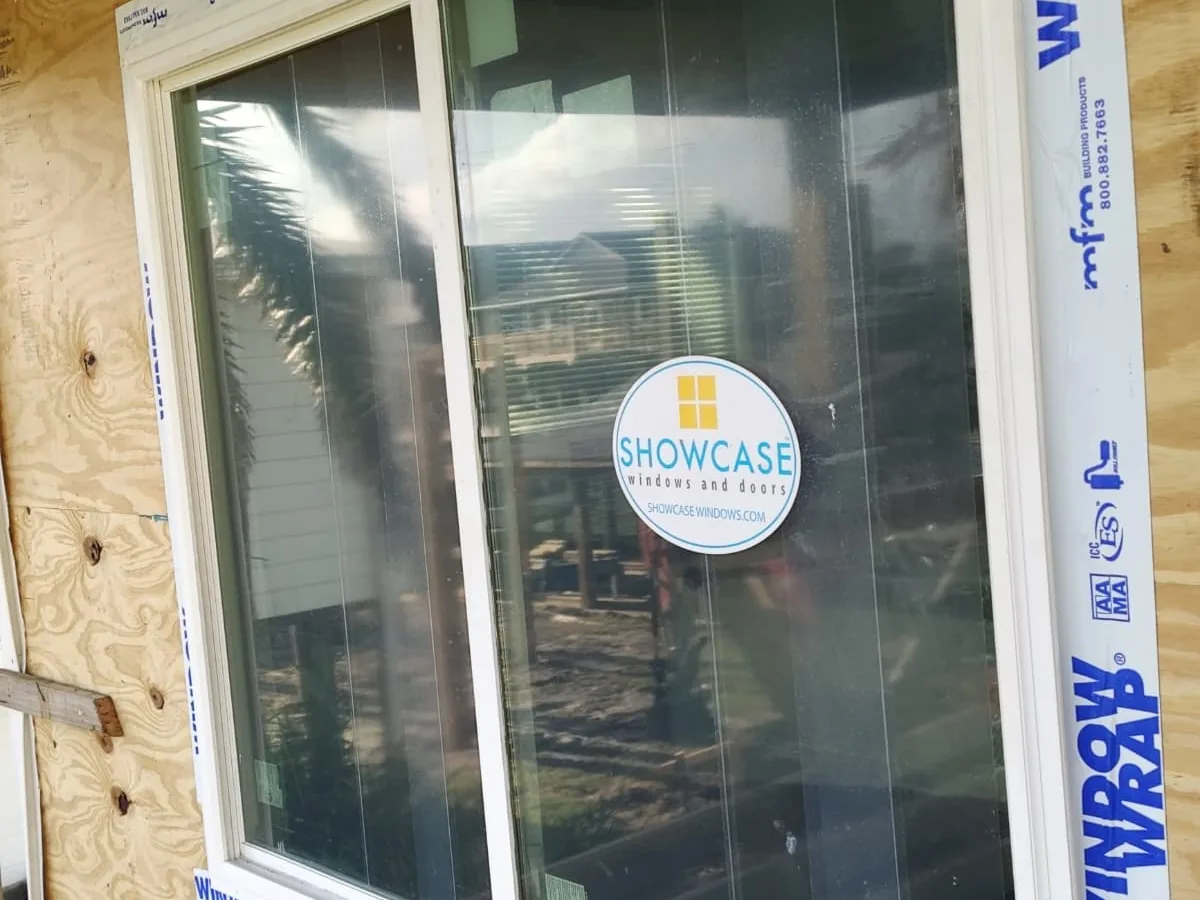 New sliding glass patio door installed