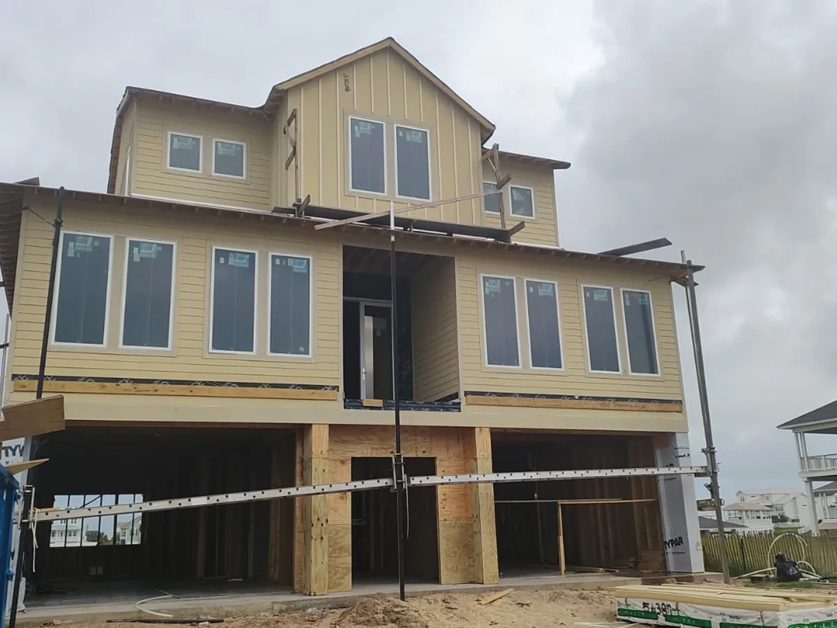 Three story coastal home under construction