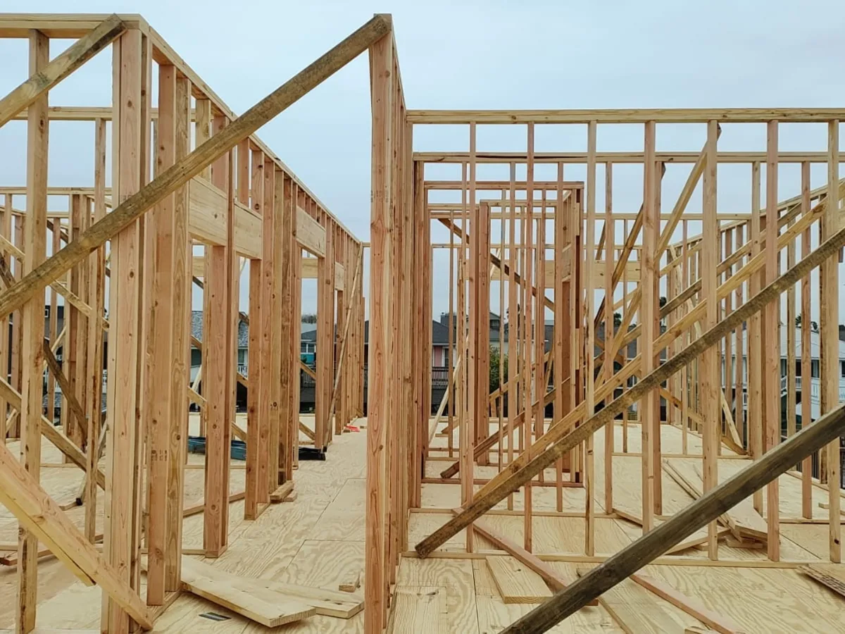 Interior wood wall framing
